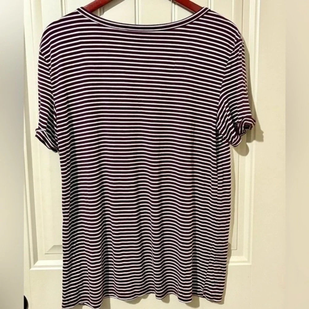 American Eagle Maroon/White Striped Soft & Sexy T-Shirt